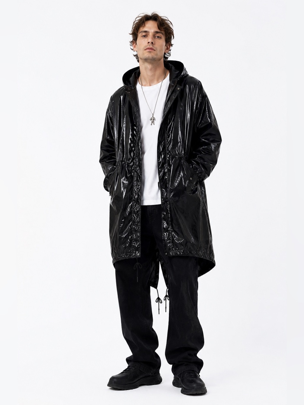 Supreme X Comme des GarçonsSHIRT Glossy Black Fishtail RainParka XL XXL